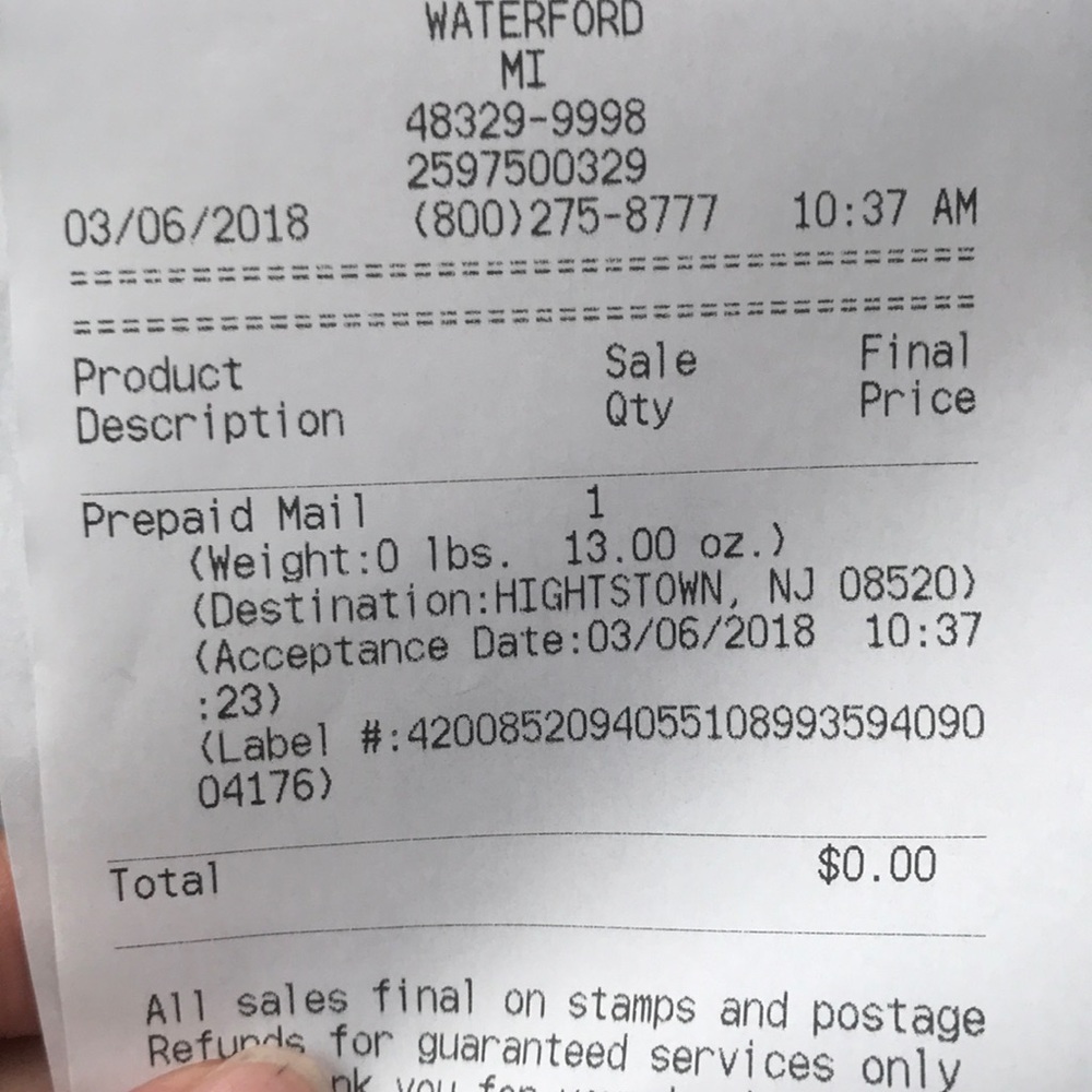 Proof of shipping